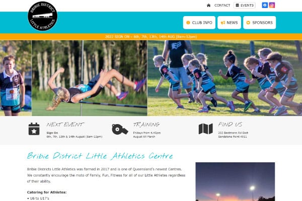 web design bribie island little athletics