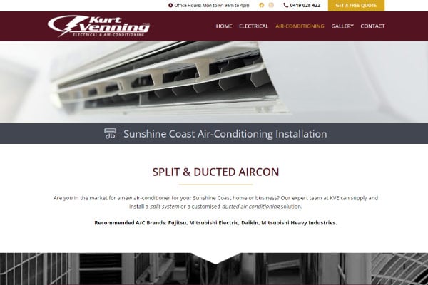 electrician sunshine coast website design